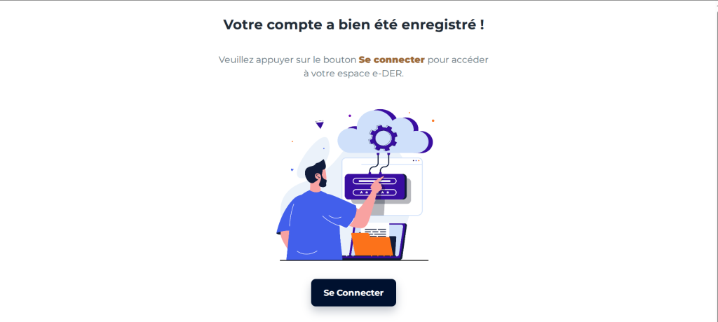 confirmation de la création de compte DER